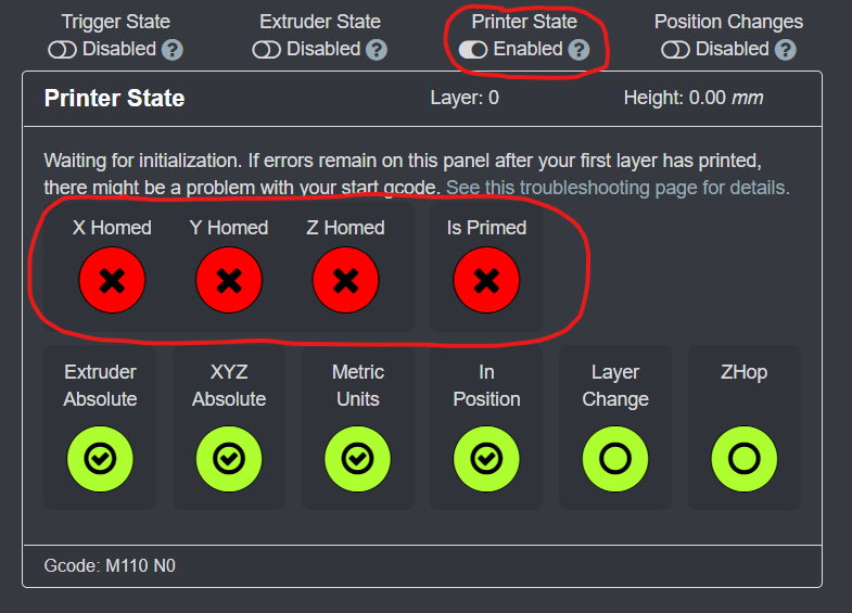 Printer State Info Panel Errors
