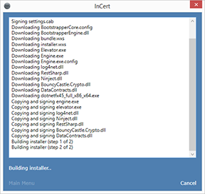 InCert Installer Building Dialog