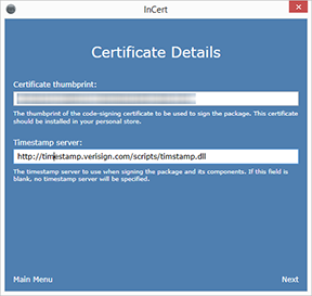 InCert Certificate Details Dialog