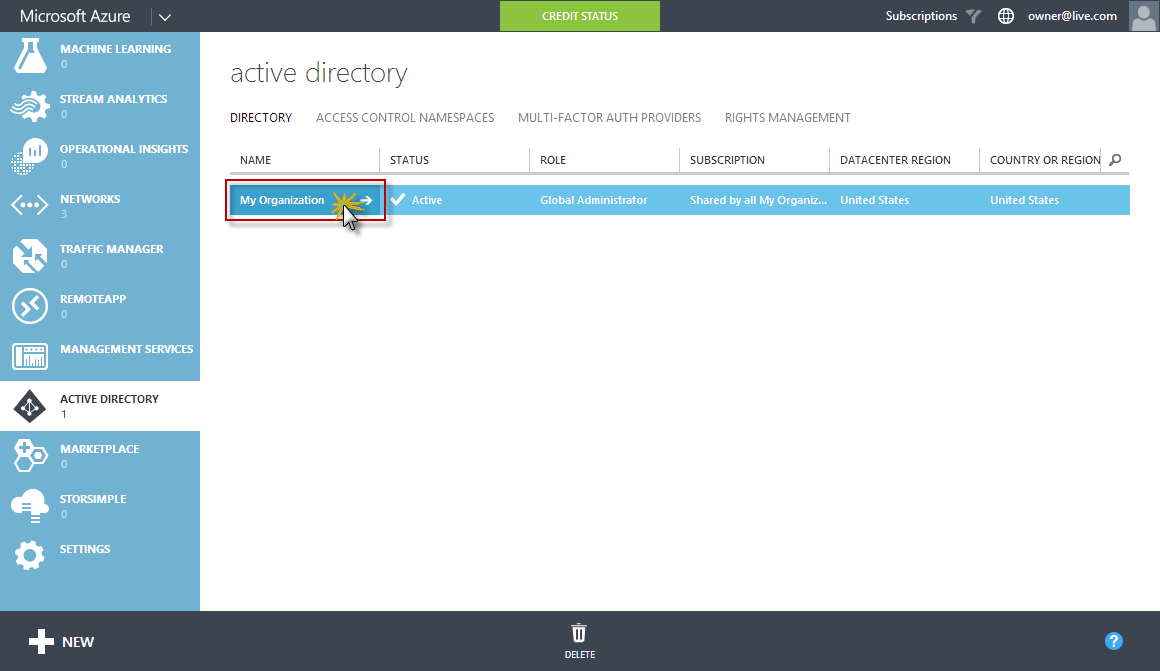 Selecting your active directory Selecting your active directory