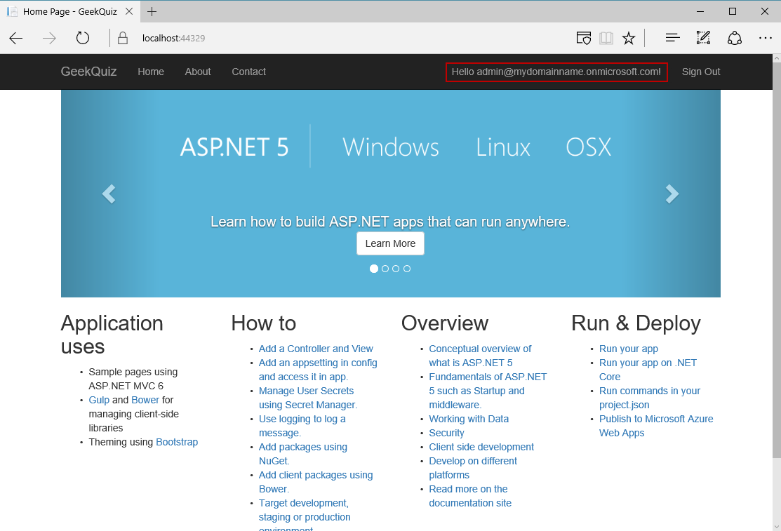 Showing that you are logged as the organization's user Showing that you are logged as the organization's user