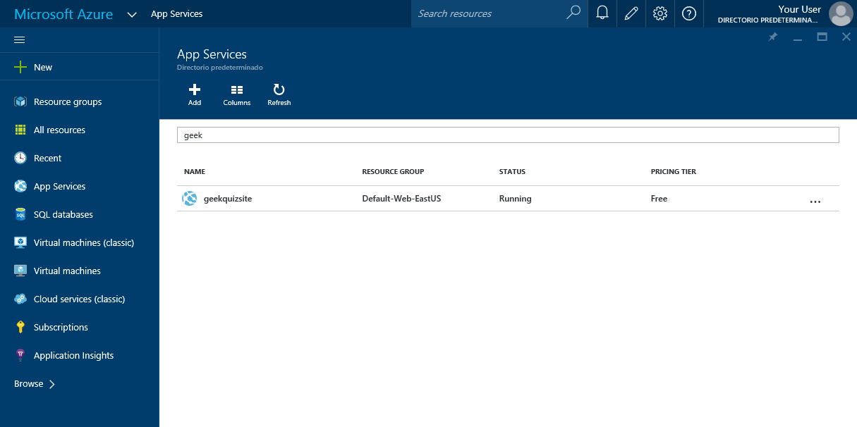 filtering App Services filtering App Services