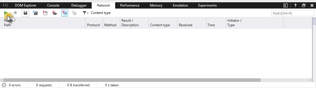 Starting the network recording Starting the network recording