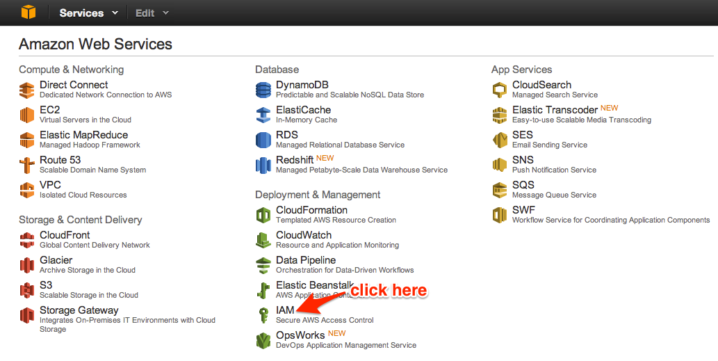 click the IAM icon