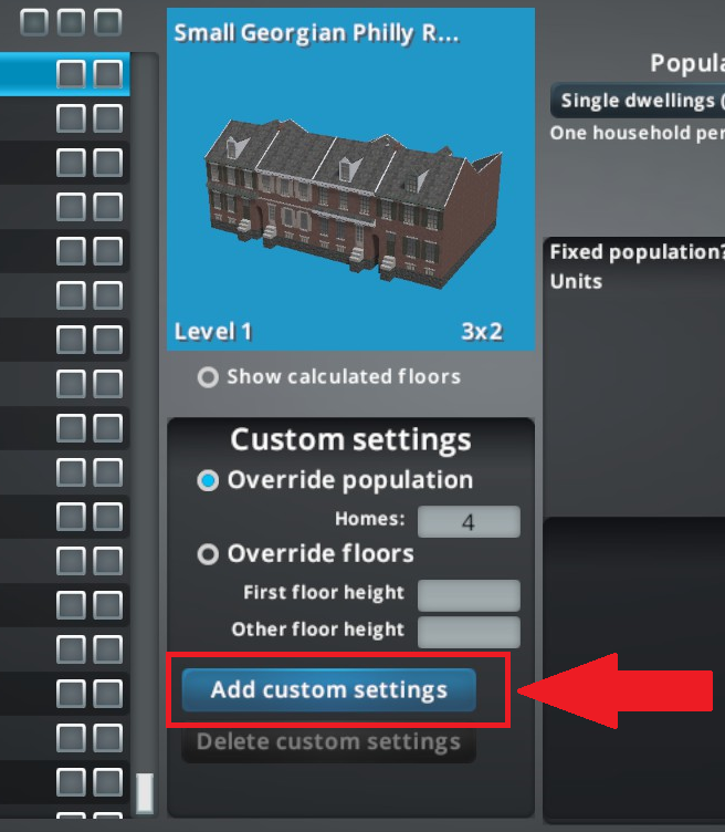 Add custom settings button