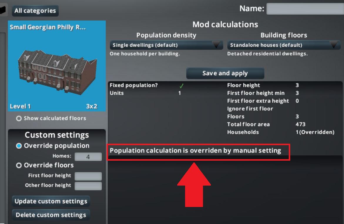 Population calculation overriden message