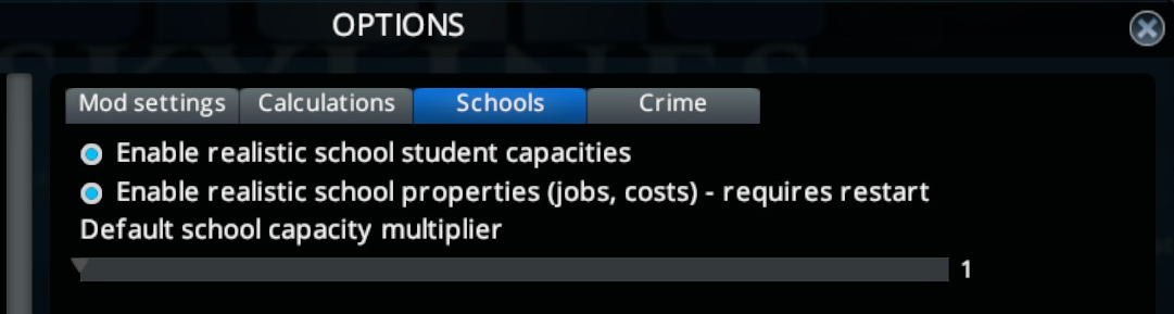 Population pack school options panel screenshot