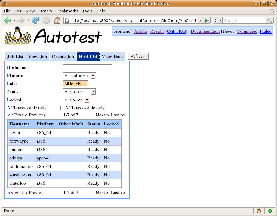 Host list view