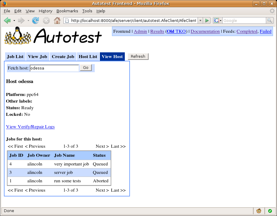 Host details view