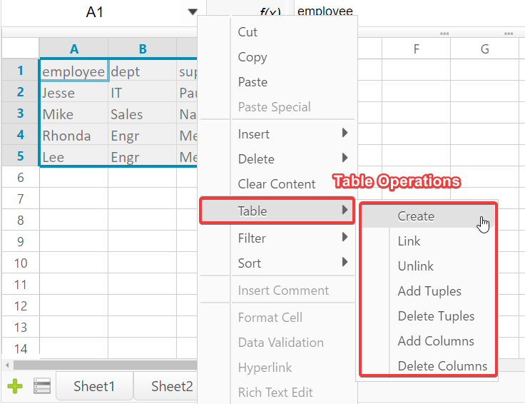 Tutorial CreateTable