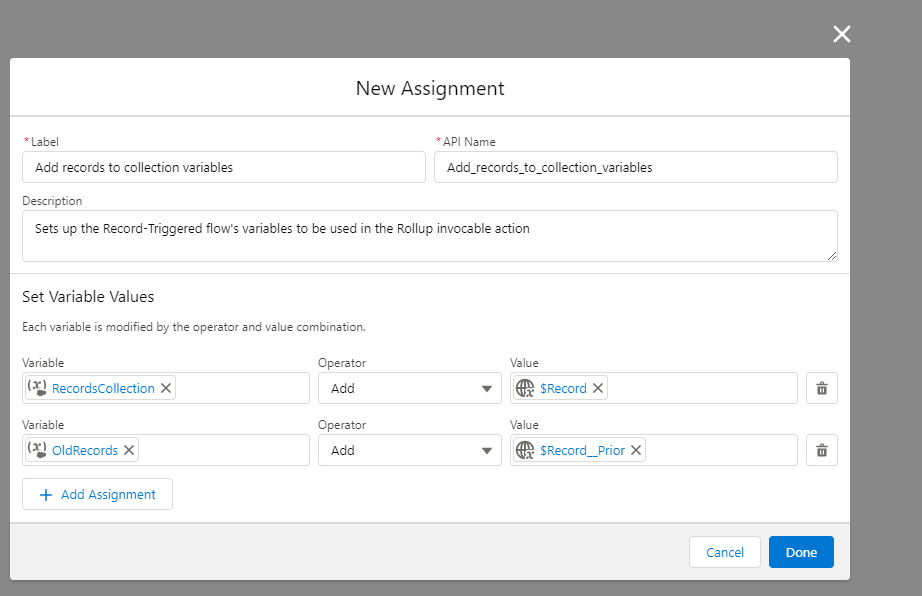 Assign to collection variables