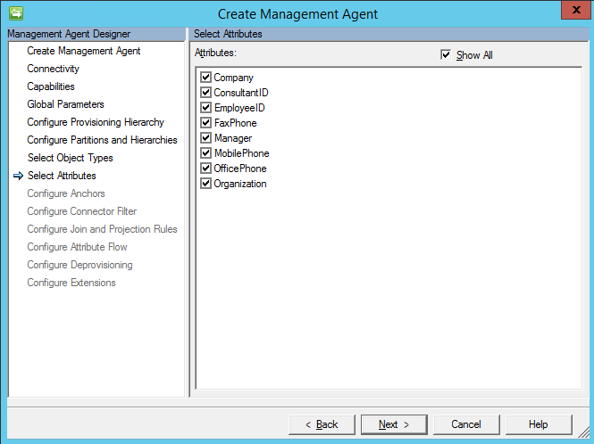 Select Attributes for FlatFile PowerShell Connector