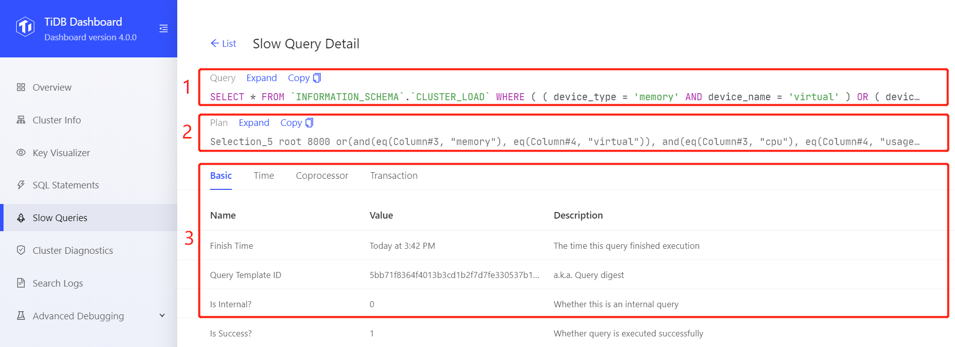 View execution details