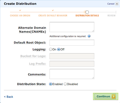 Cloudfront Create Cistribution 